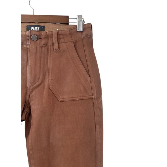 Paige Mayslie Coated Denim Joggers Women 27 Brown Classic Office Stretch Western - Picture 13 of 16